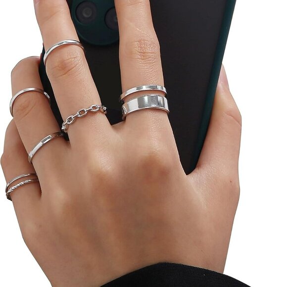 Gold Knuckle Rings Set for Women Snake Chain Stacking Ring Vintage BOHO Midi Rin - Picture 3 of 8